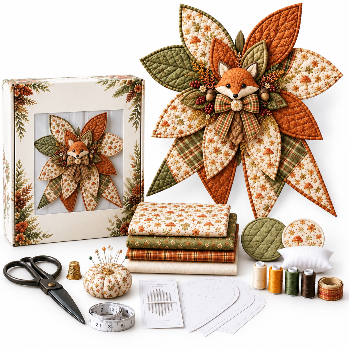 Woodland Fox Quilted Bow Sewing Kit
