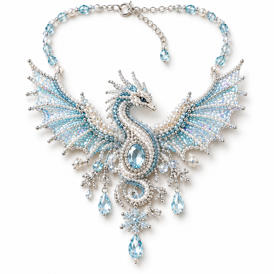 Crystal Snow Dragon Beaded Necklace DIY Kit