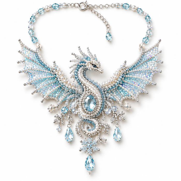 Crystal Snow Dragon Beaded Necklace DIY Kit