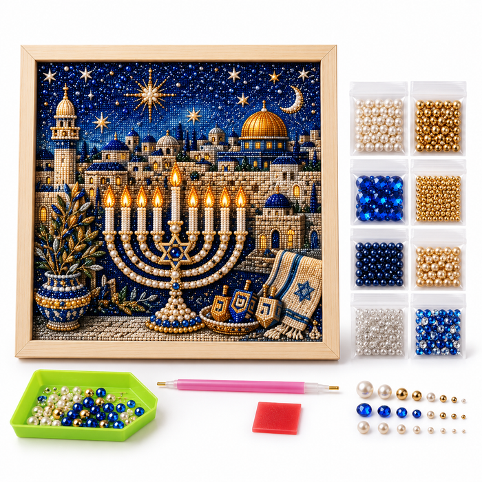 Jerusalem Night Menorah Pearl Art Craft Kit